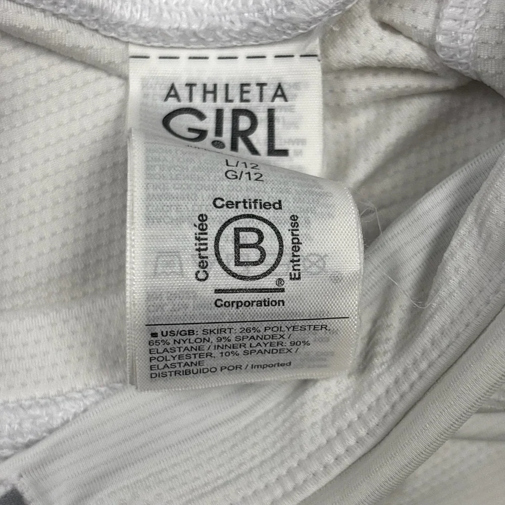 Athleta Girl Swing Skort White Tiered Athletic Skirt Kids Size L 12
